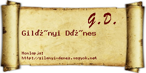Gilányi Dénes névjegykártya